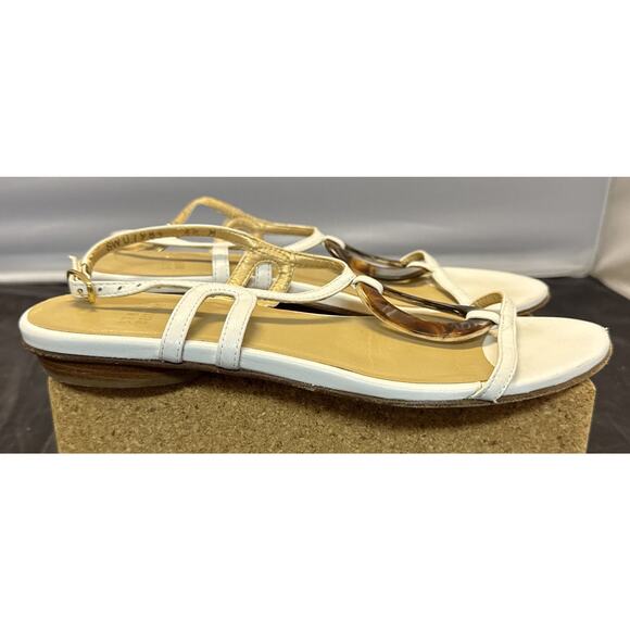 Stuart Weitzman White Tortoise Shell Patent Leather Sandals Women’s 6.5 Shoes - Picture 12 of 15